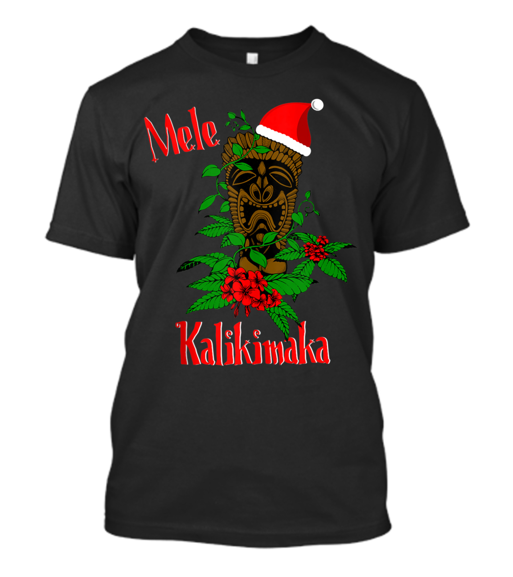 Mele Kalikimaka Tiki Santa Hawaiian T-Shirt