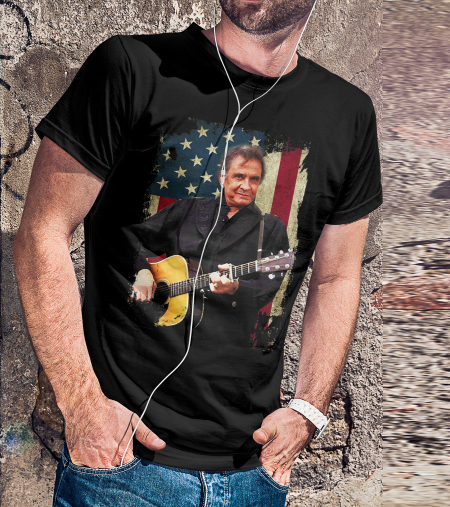 JOHNNY CASH AMERICAN FLAG VINTAGE LEGENDS NEVER DIE T-Shirt
