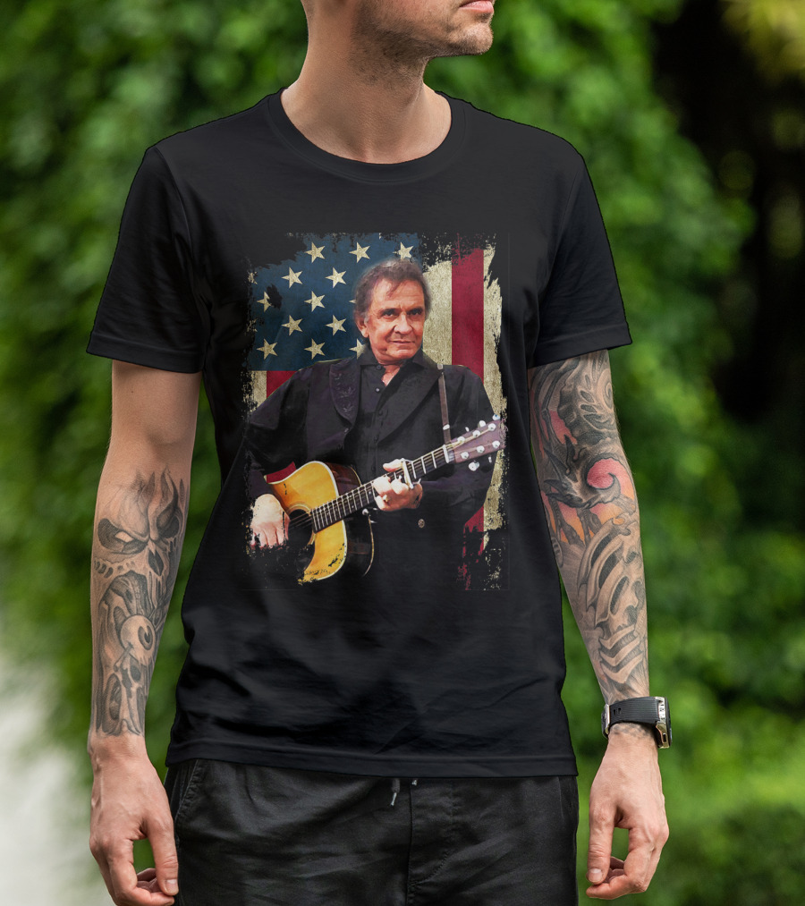 JOHNNY CASH AMERICAN FLAG VINTAGE LEGENDS NEVER DIE T-Shirt