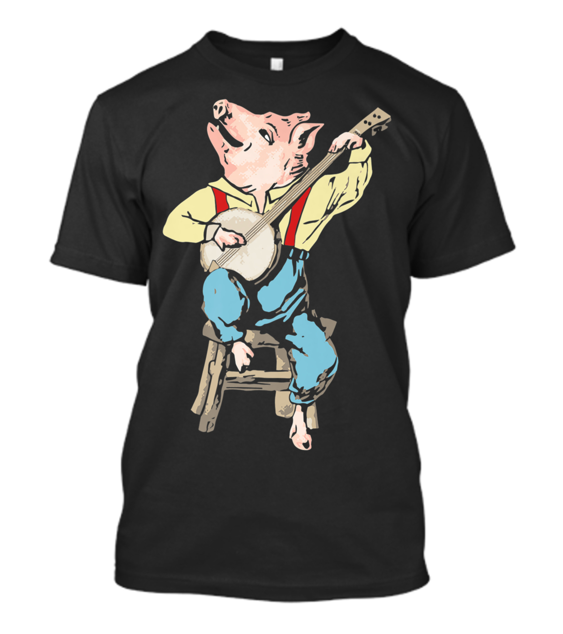 Banjo Pickin' Pig Vintage Music Cartoon Character T-Shirt