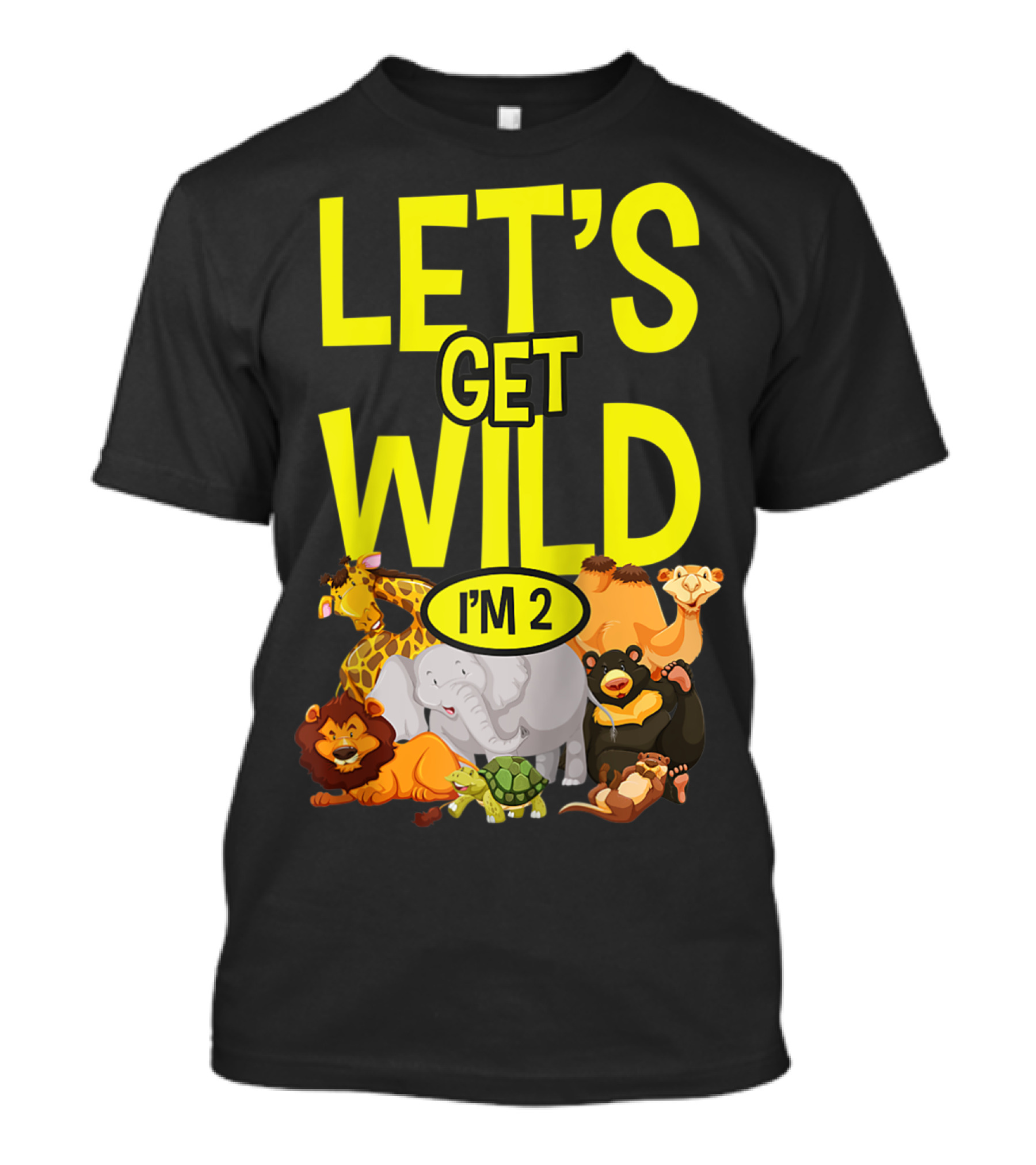 Let's Get Wild I'm 2 Zoo Animals Safari 2nd Birthday T-Shirt