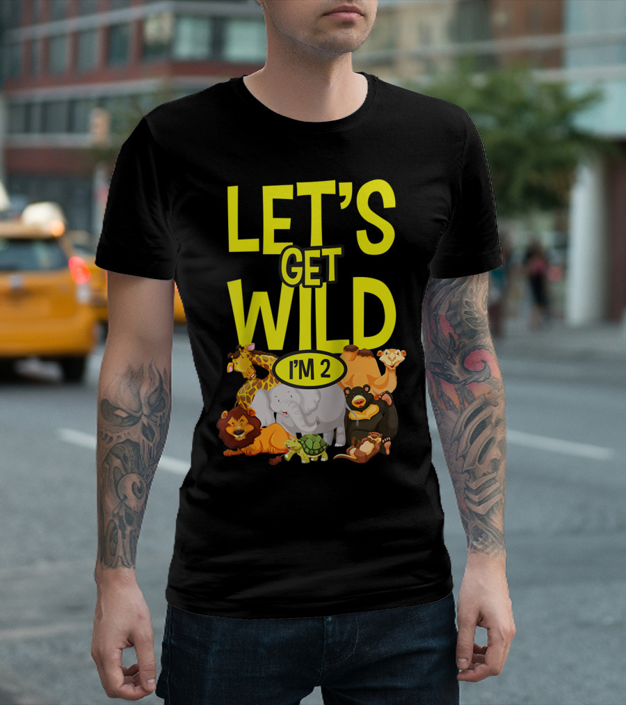 Let's Get Wild I'm 2 Zoo Animals Safari 2nd Birthday T-Shirt