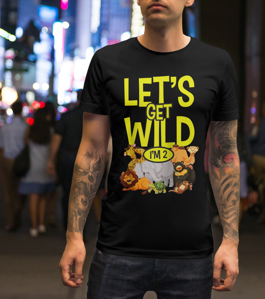 Let's Get Wild I'm 2 Zoo Animals Safari 2nd Birthday T-Shirt