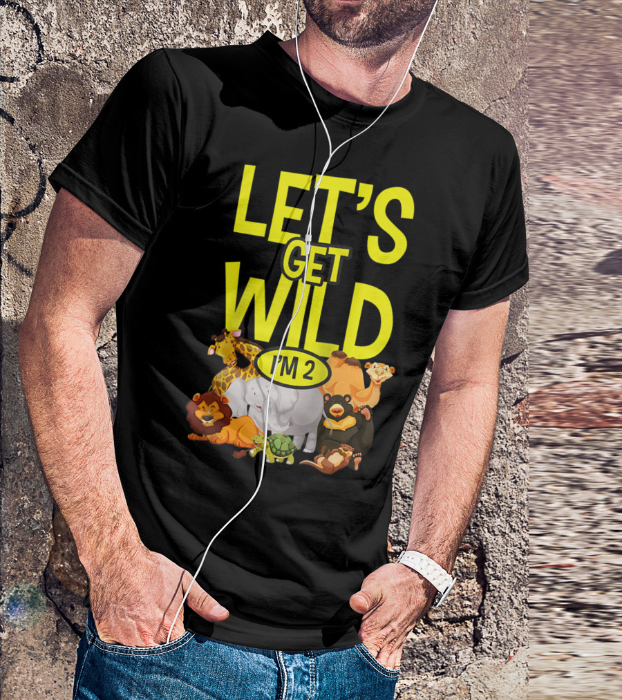 Let's Get Wild I'm 2 Zoo Animals Safari 2nd Birthday T-Shirt