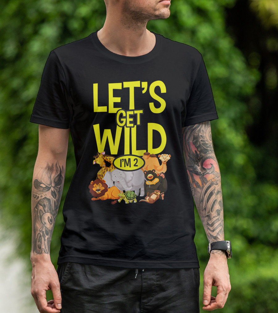 Let's Get Wild I'm 2 Zoo Animals Safari 2nd Birthday T-Shirt