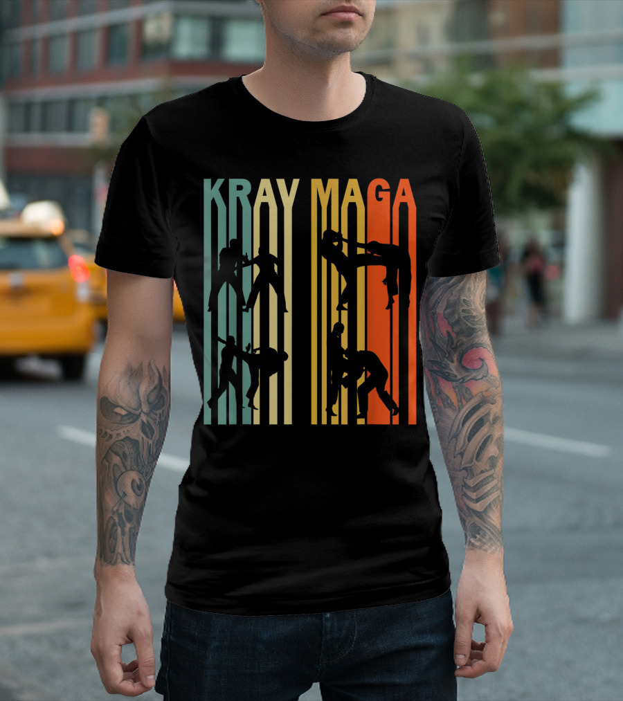 Krav Maga Vintage 70's Silhouette Martial Arts Moves T-Shirt