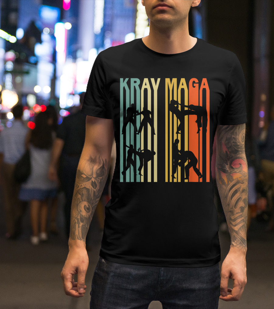 Krav Maga Vintage 70's Silhouette Martial Arts Moves T-Shirt