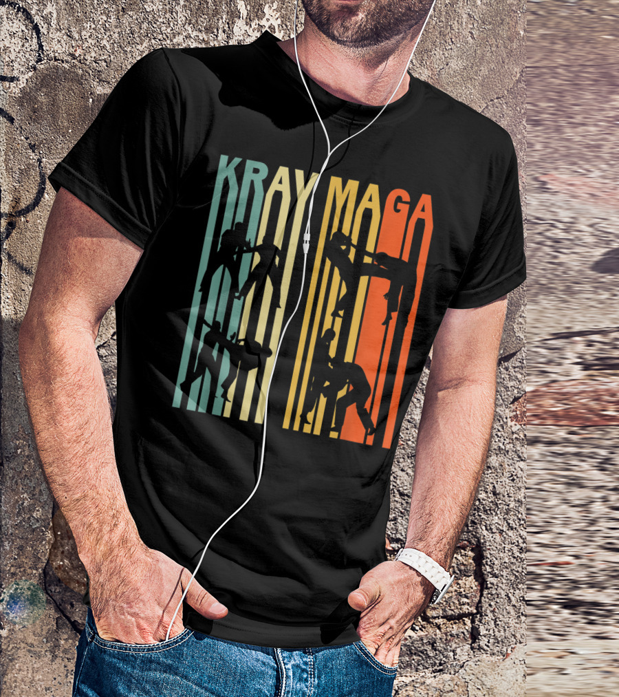 Krav Maga Vintage 70's Silhouette Martial Arts Moves T-Shirt