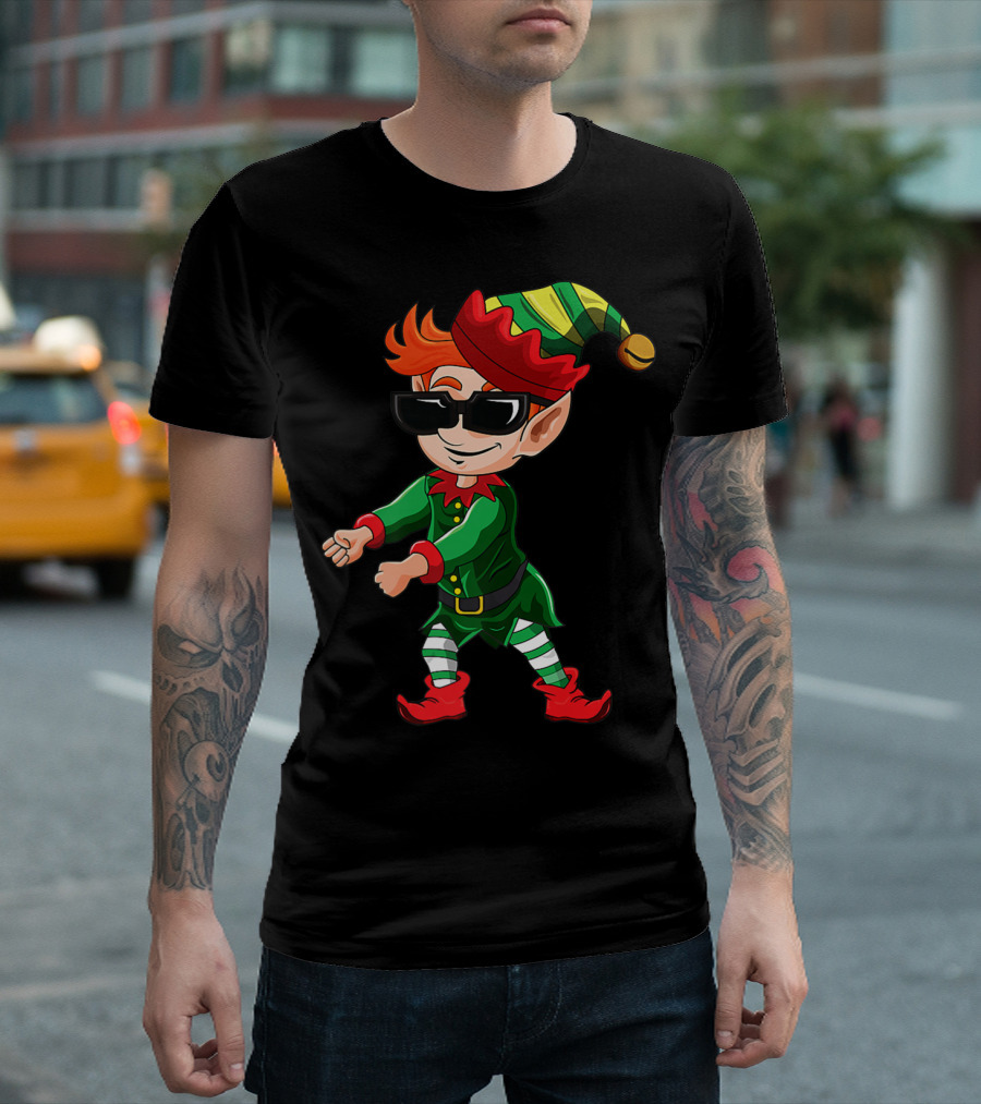 Christmas Elf Crew Floss Like A Boss Sunglasses Fun T-Shirt