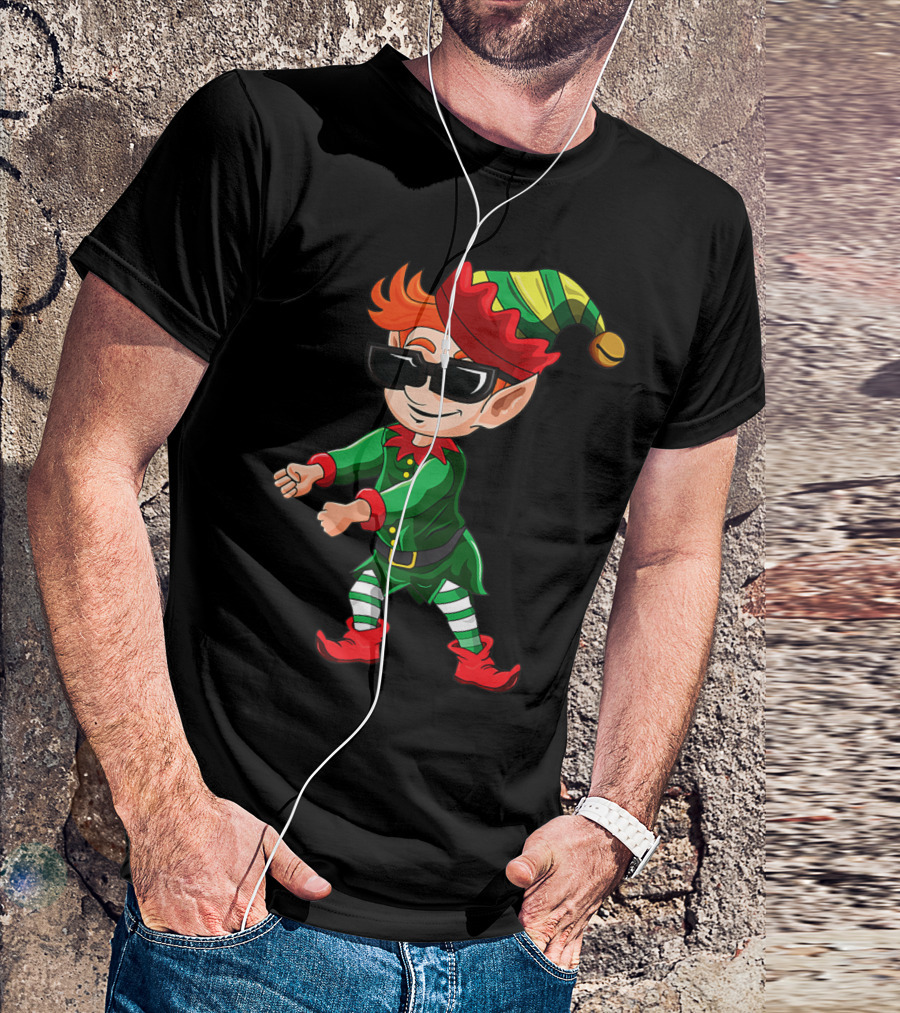 Christmas Elf Crew Floss Like A Boss Sunglasses Fun T-Shirt