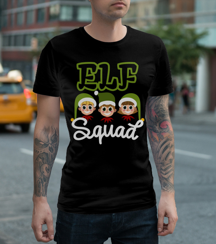 Christmas Funny Family Group Matching Elf Squad T-Shirt