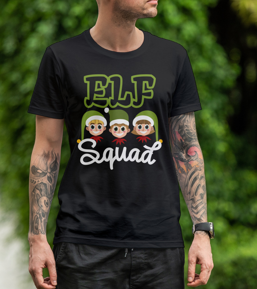 Christmas Funny Family Group Matching Elf Squad T-Shirt