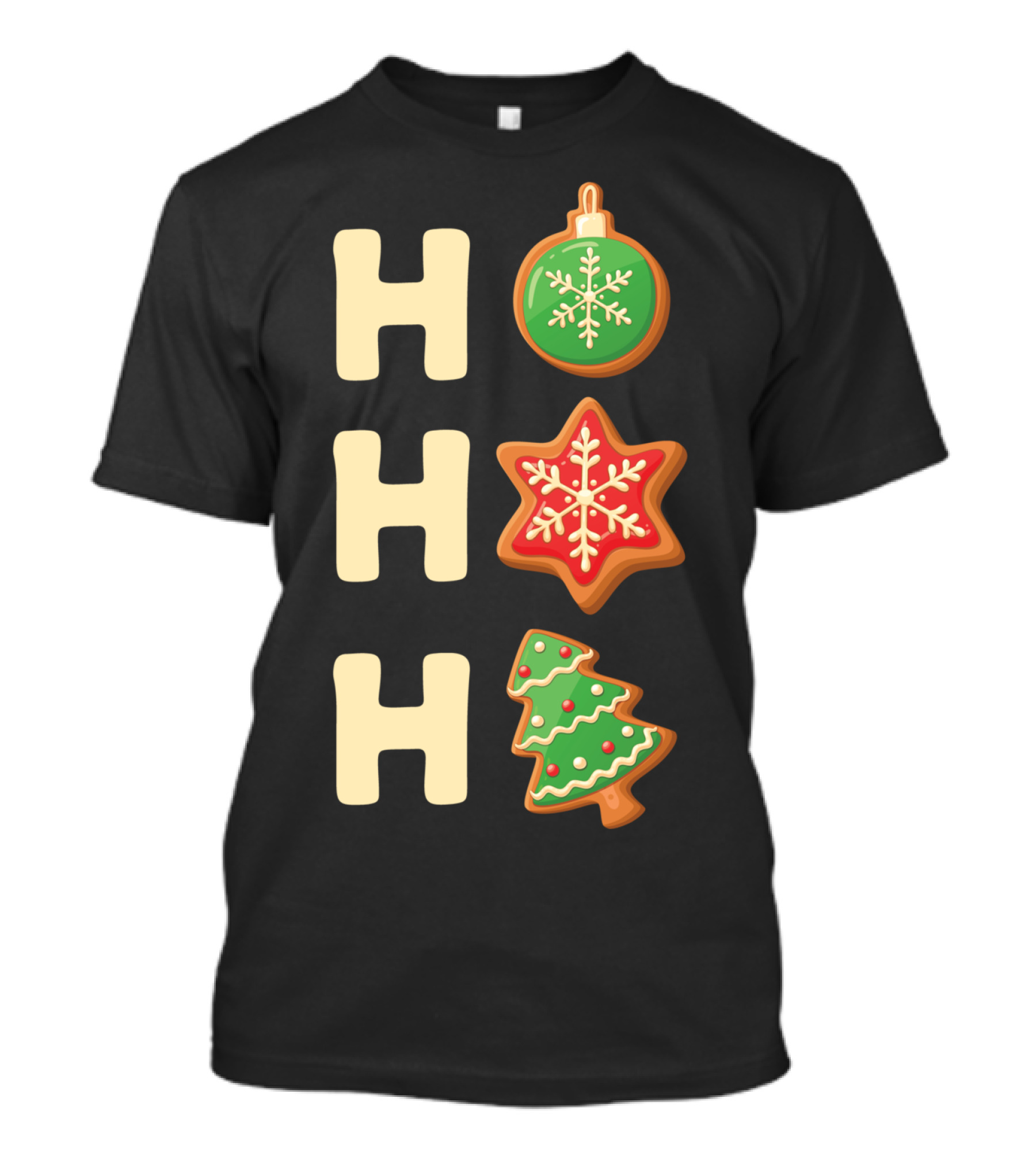 Ho Ho Ho Cute Christmas Cookie With Decorated Ornaments T-Shirt