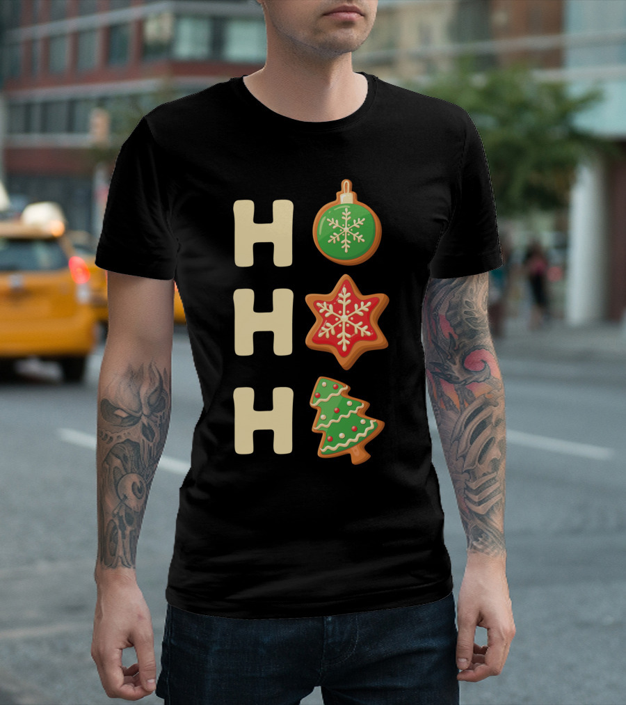 Ho Ho Ho Cute Christmas Cookie With Decorated Ornaments T-Shirt