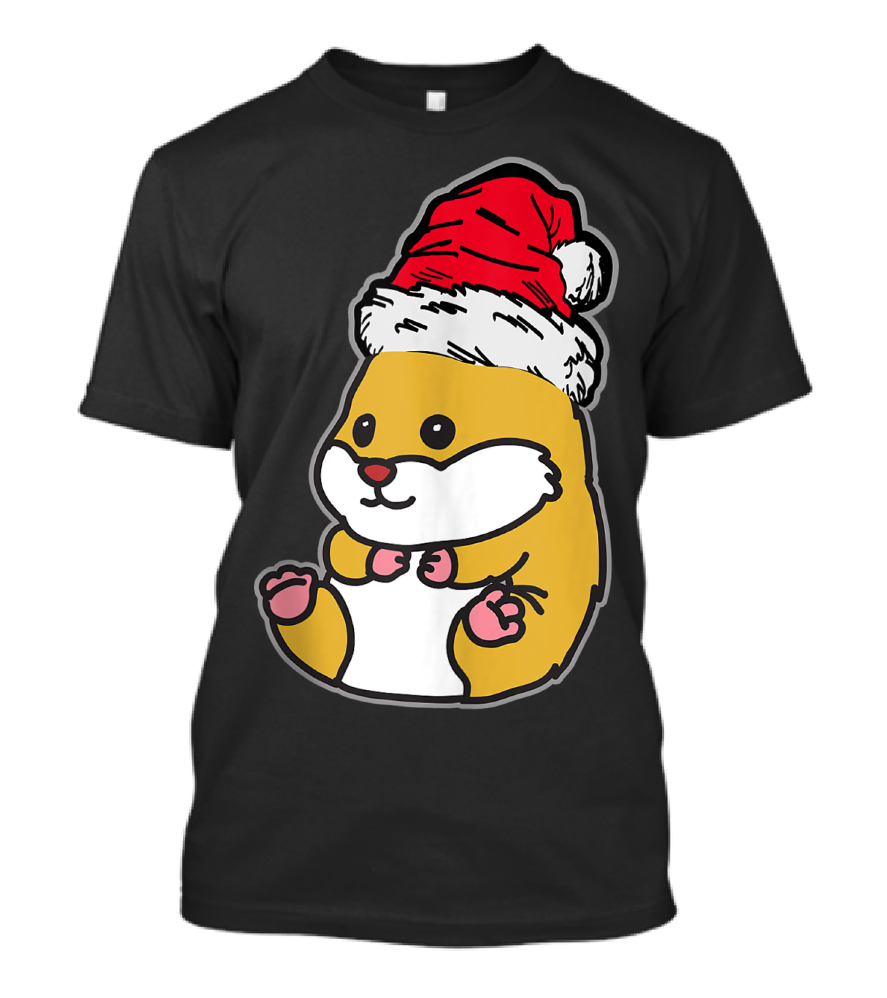 Christmas Hamster Wearing Santa Hat T-Shirt