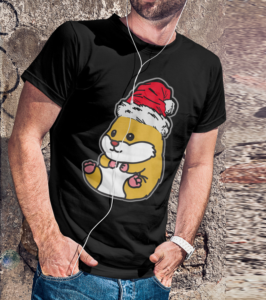 Christmas Hamster Wearing Santa Hat T-Shirt