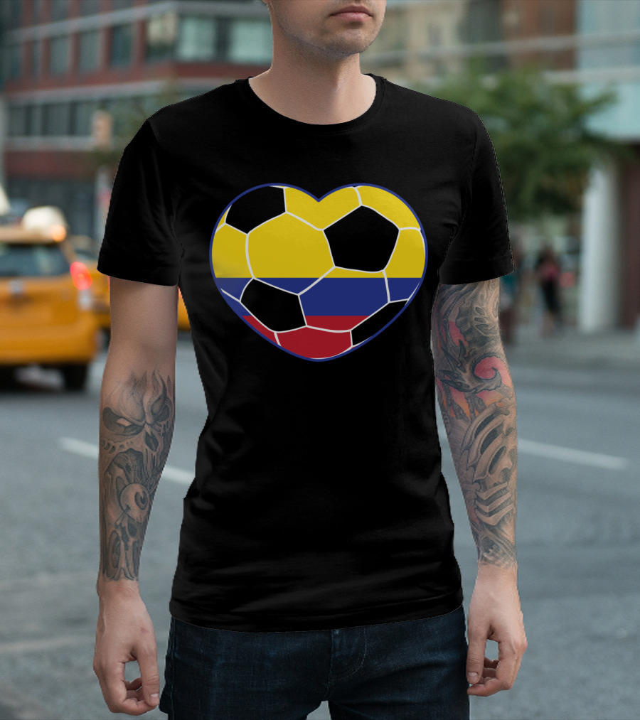 Colombia Soccer Heart Flag Jersey Colombian Football T-Shirt