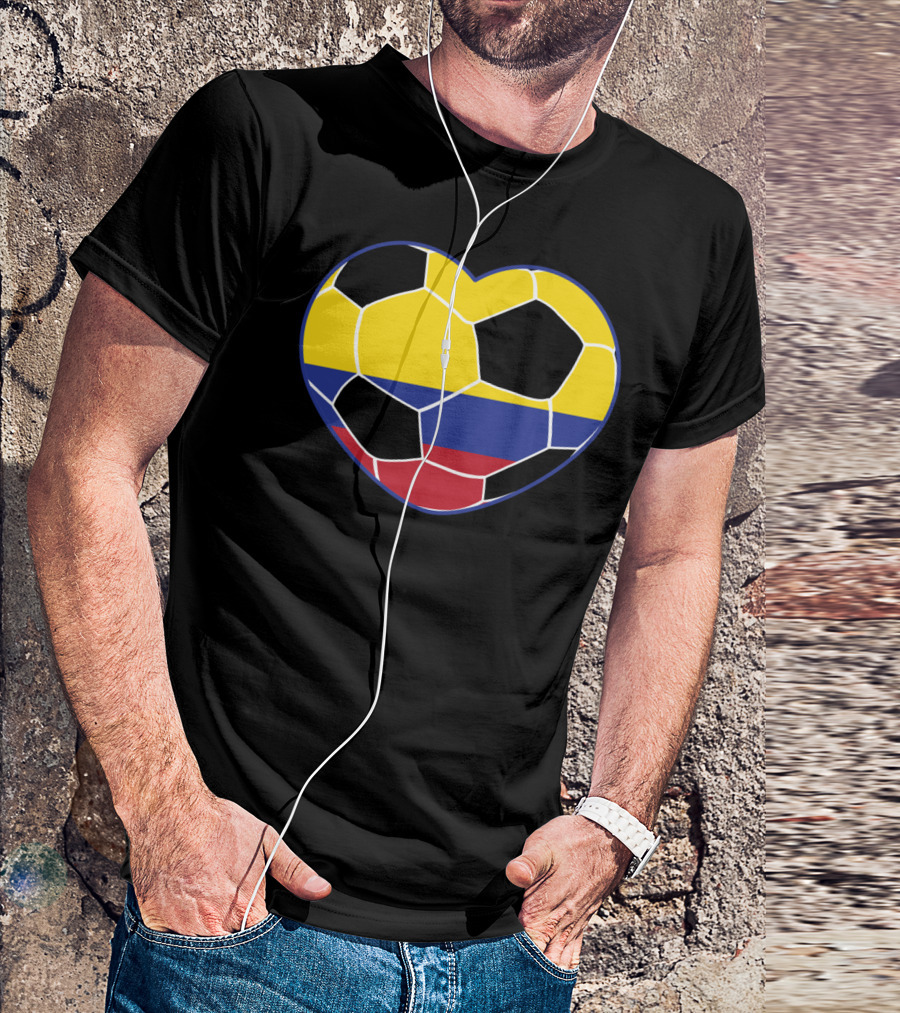 Colombia Soccer Heart Flag Jersey Colombian Football T-Shirt