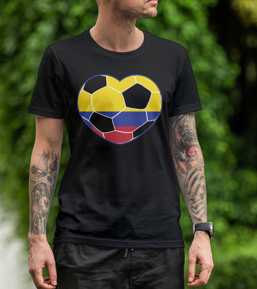 Colombia Soccer Heart Flag Jersey Colombian Football T-Shirt