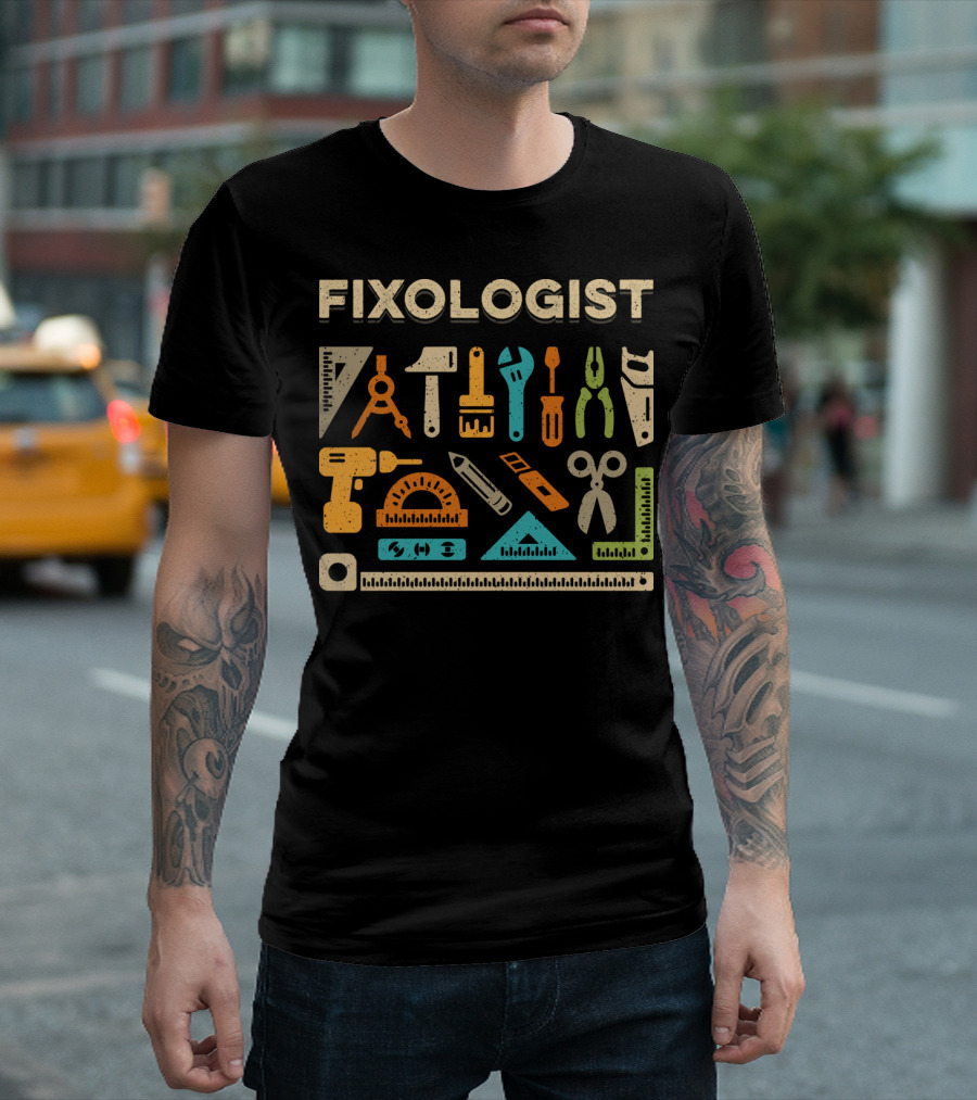 Fixologist Vintage Handyman Tools Colorful Funny T-Shirt