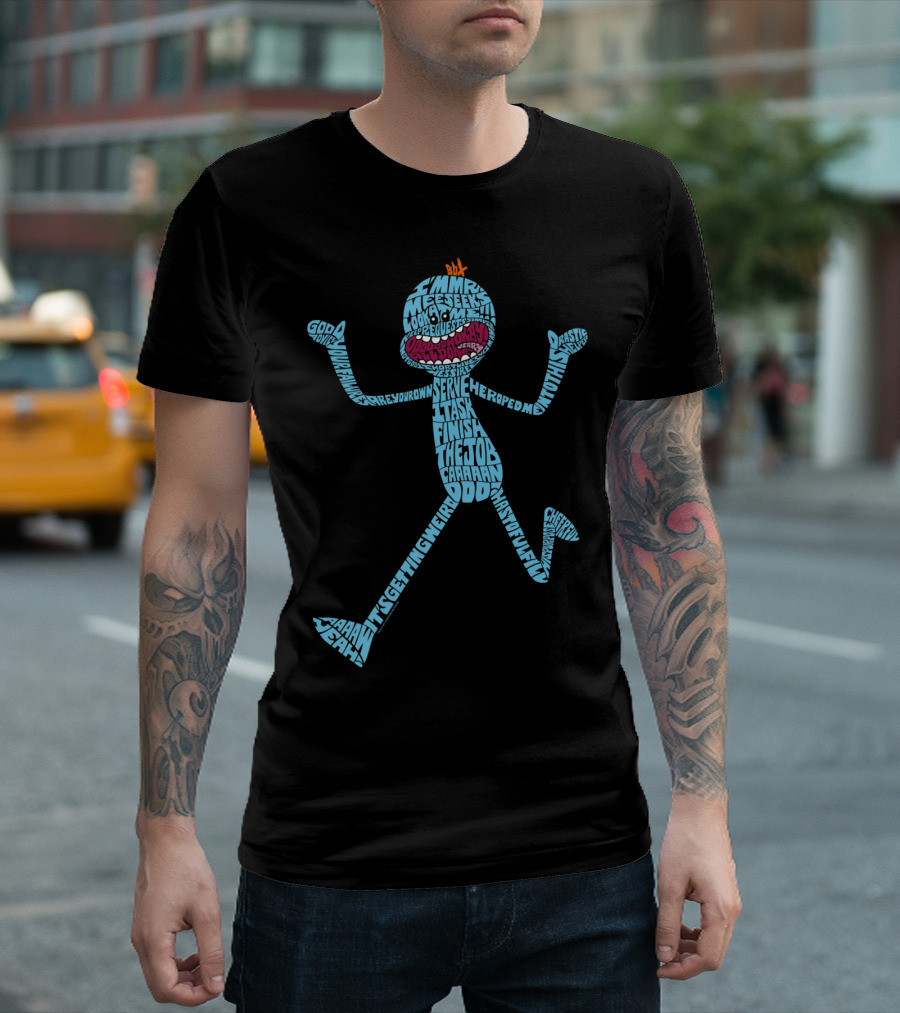 Mr Meeseeks Typography with Phrases and Expressions Rick and Morty T-Shirt