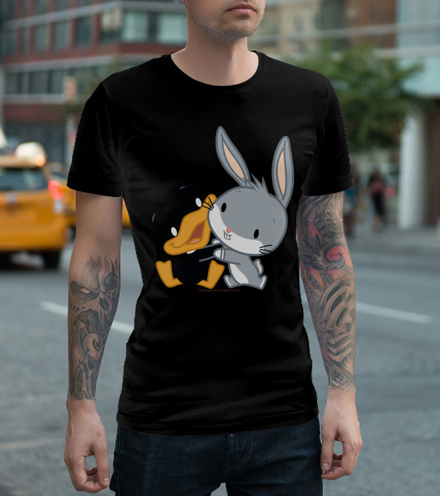 Looney Tunes Bugs Bunny and Daffy Duck Chibi Hug T-Shirt