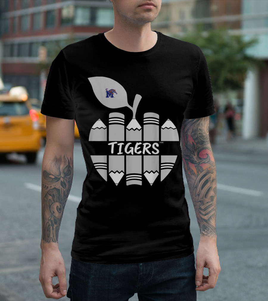 Memphis Tigers Apple with Pencil Mascot T-Shirt