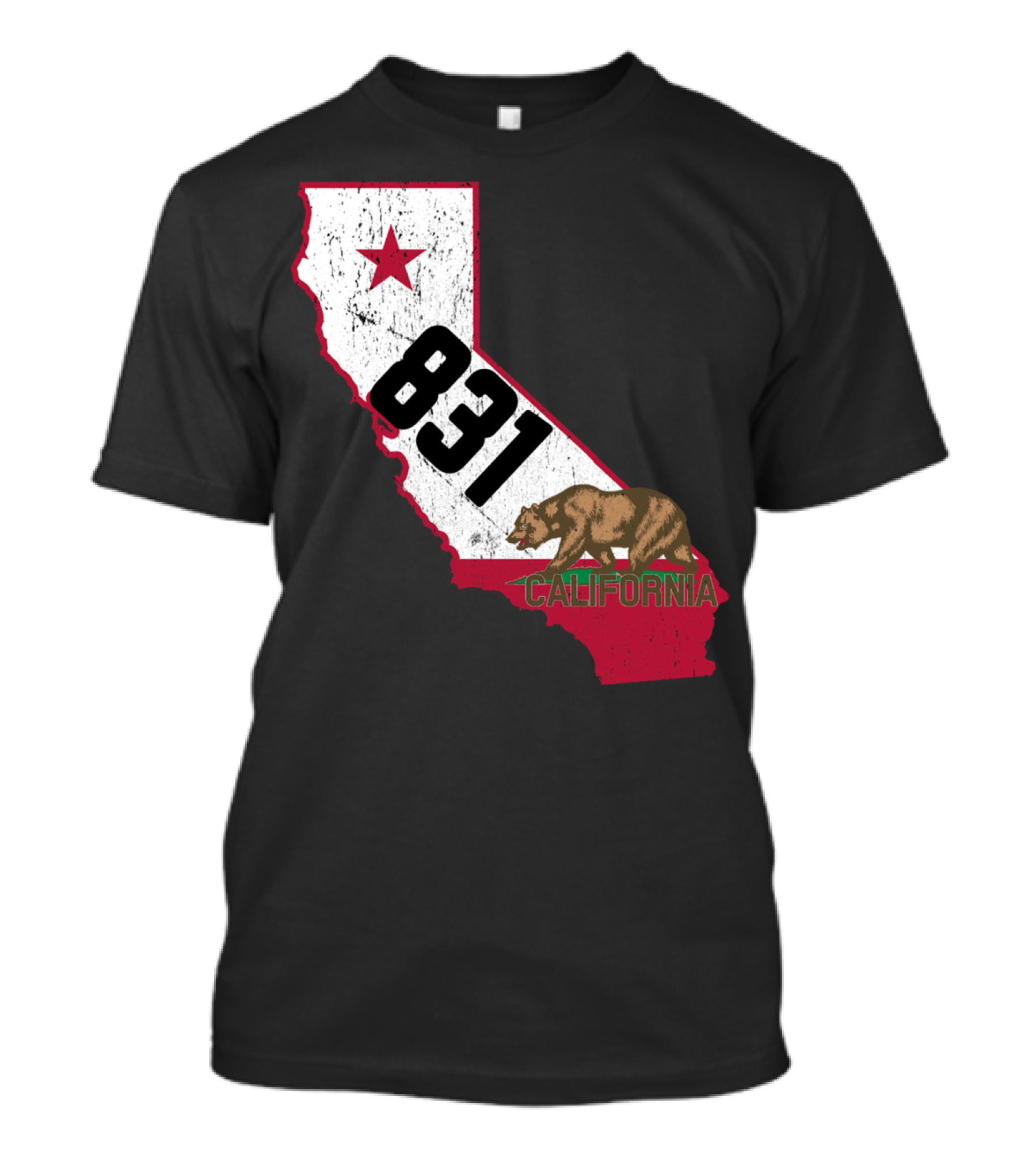 California Map Bear Design Monterey Area Code 831 T-Shirt
