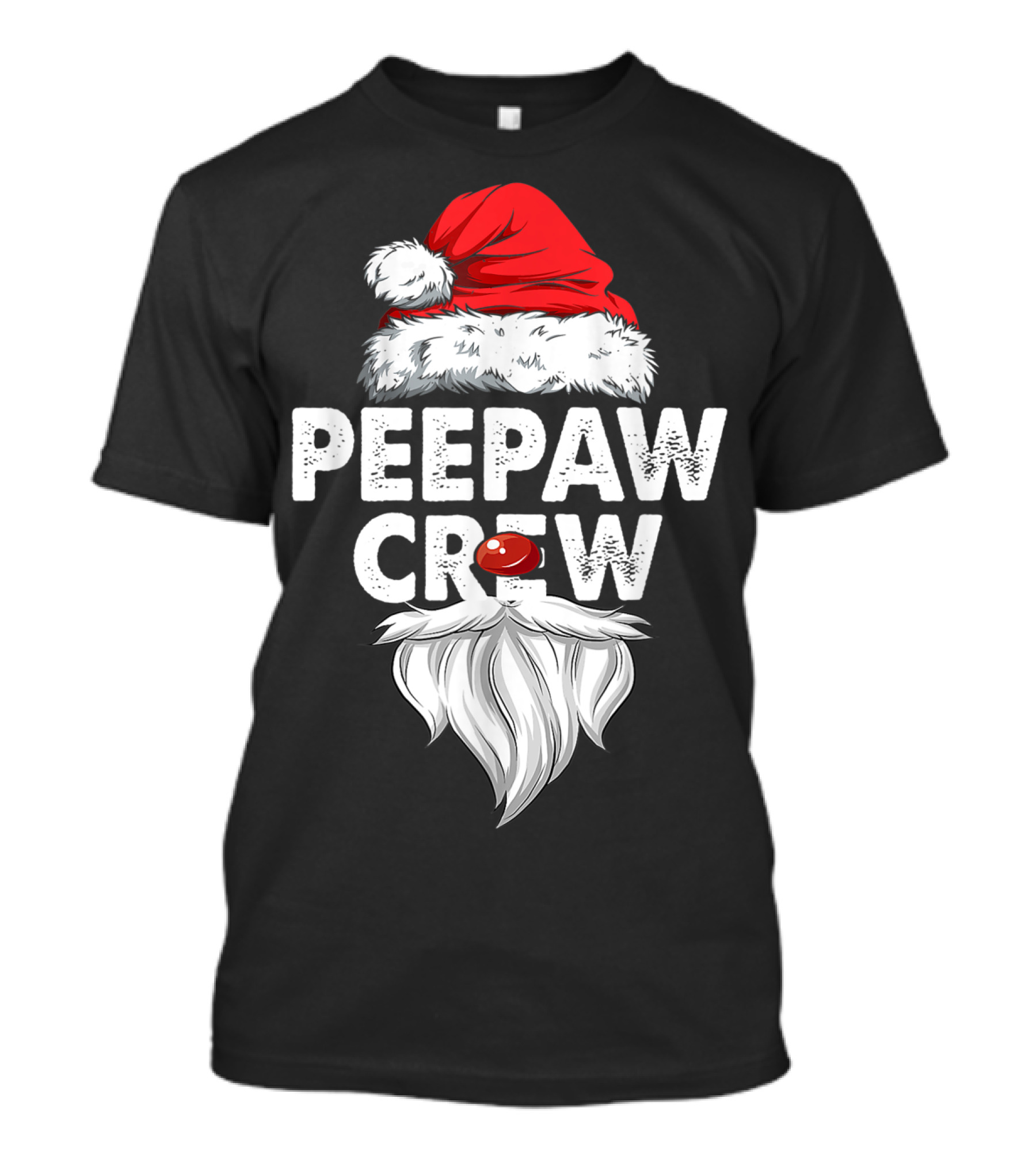 Peepaw Crew Santa Hat Beard Christmas T-Shirt