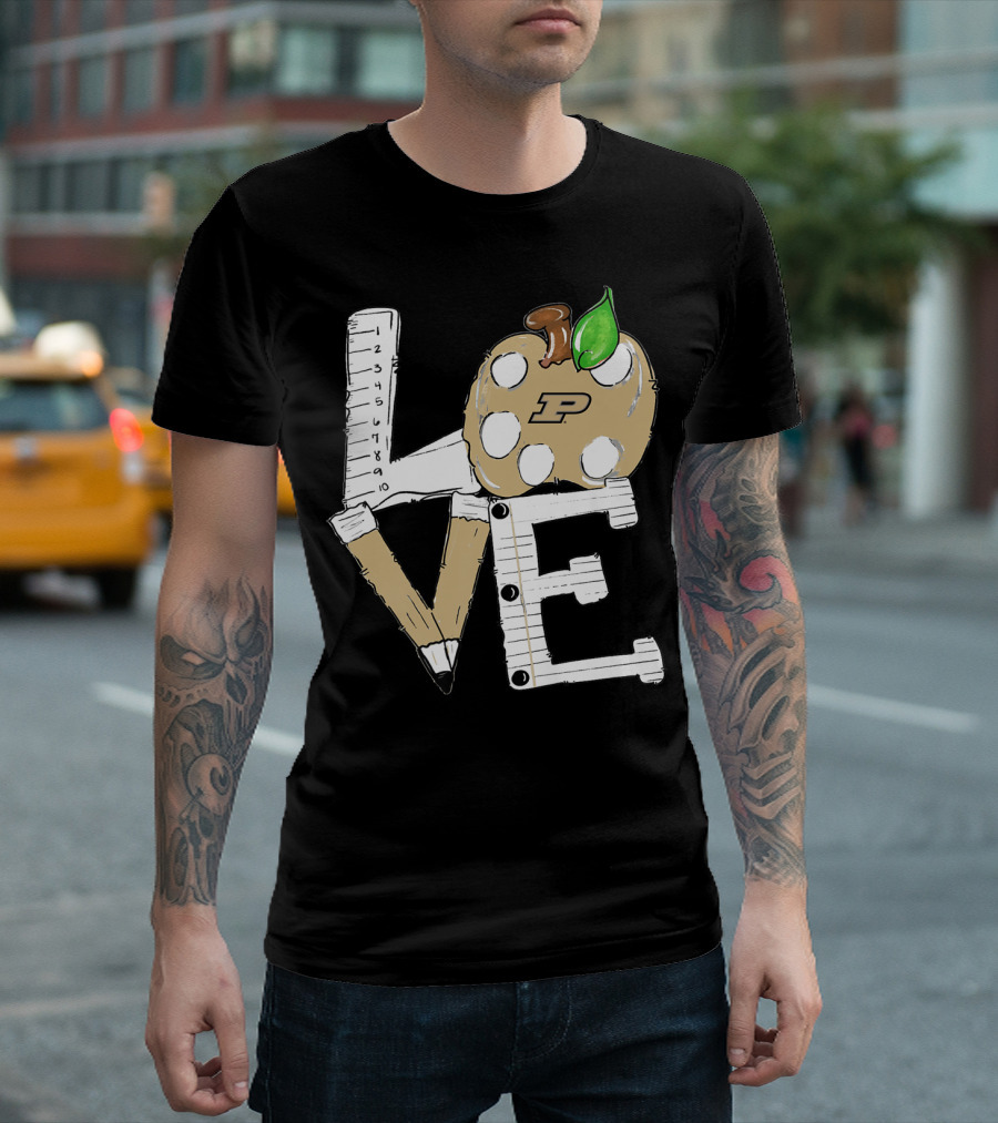 Purdue Boilermakers Love Apple Palette Pencil Ruler T-Shirt