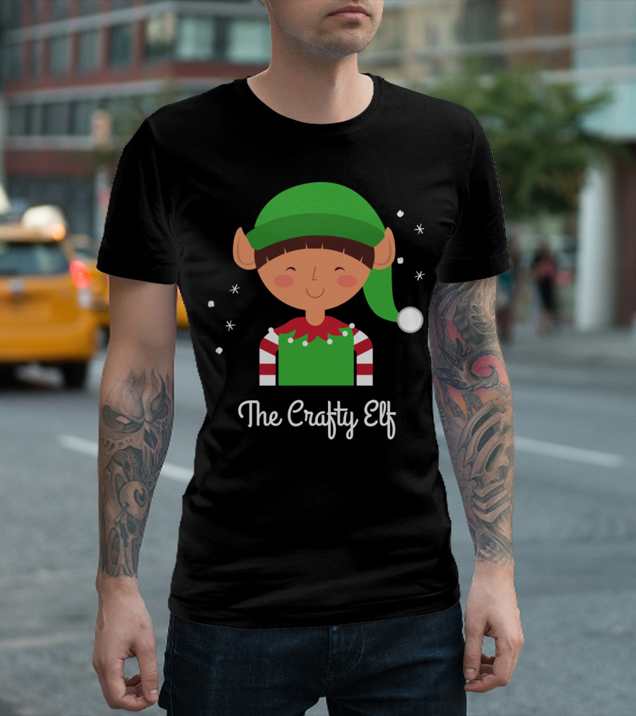 The Crafty Elf Funny Christmas Humor With Cute Smiling Elf T-Shirt