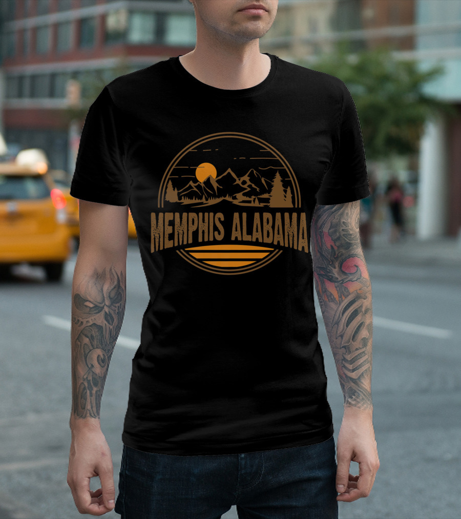 Memphis Alabama Mountain Hiking Vintage Sunset Scene T-Shirt