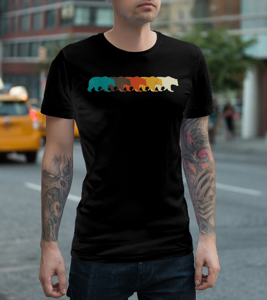 Retro Multicolor Bear Animal Lover Zookeeper T-Shirt