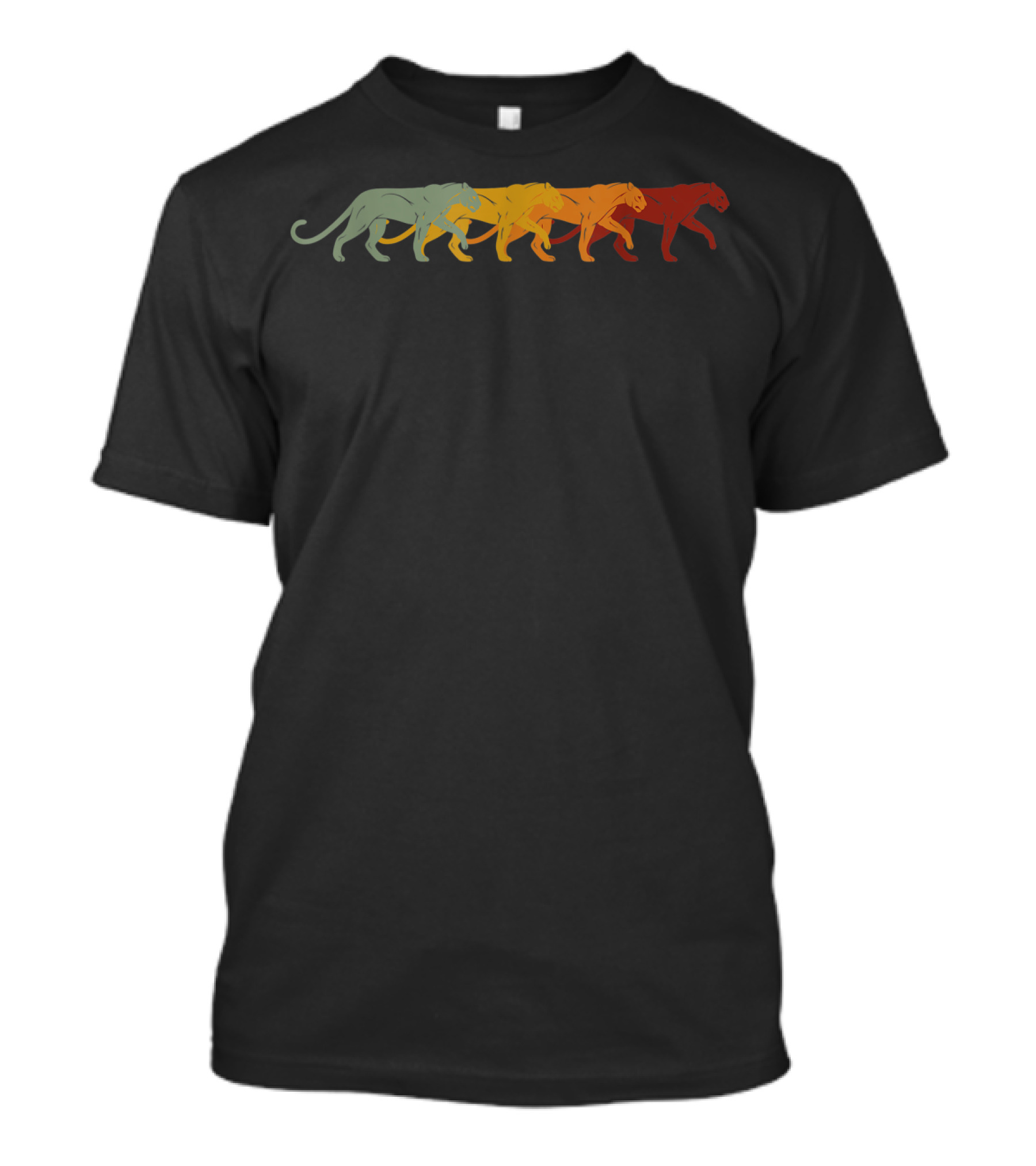 Retro Striding Panthers Rainbow Animal Lover Zookeeper T-Shirt