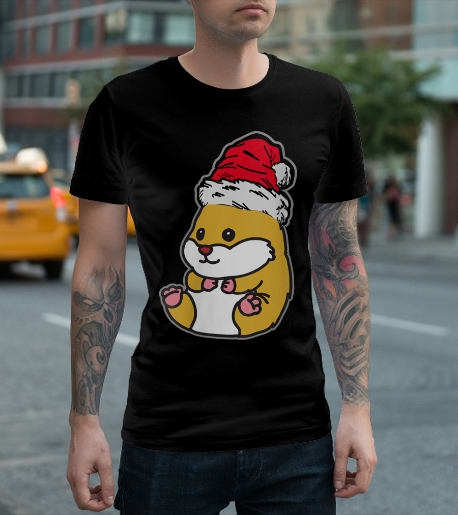 Christmas Hamster Santa Hat T-Shirt