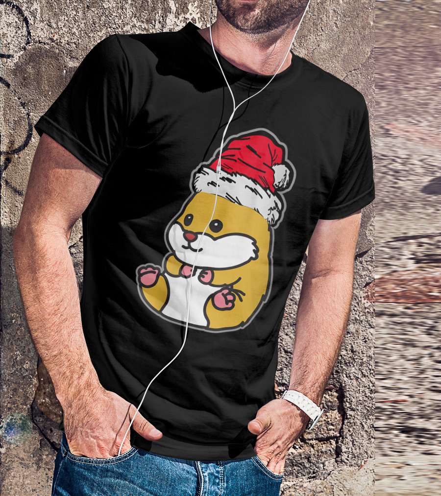 Christmas Hamster Santa Hat T-Shirt