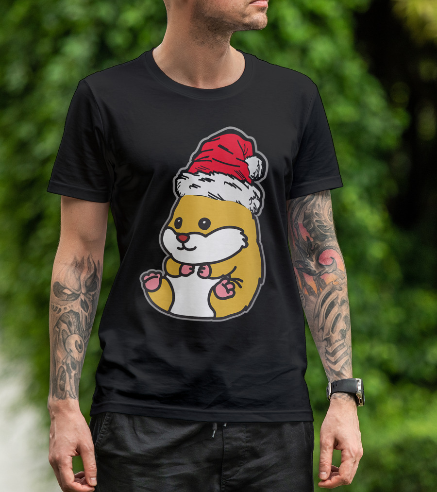 Christmas Hamster Santa Hat T-Shirt