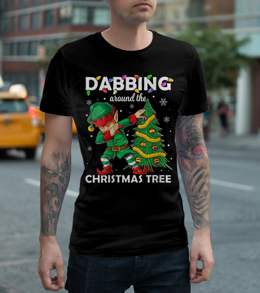 Dabbing Around The Christmas Tree Elf Costume T-Shirt