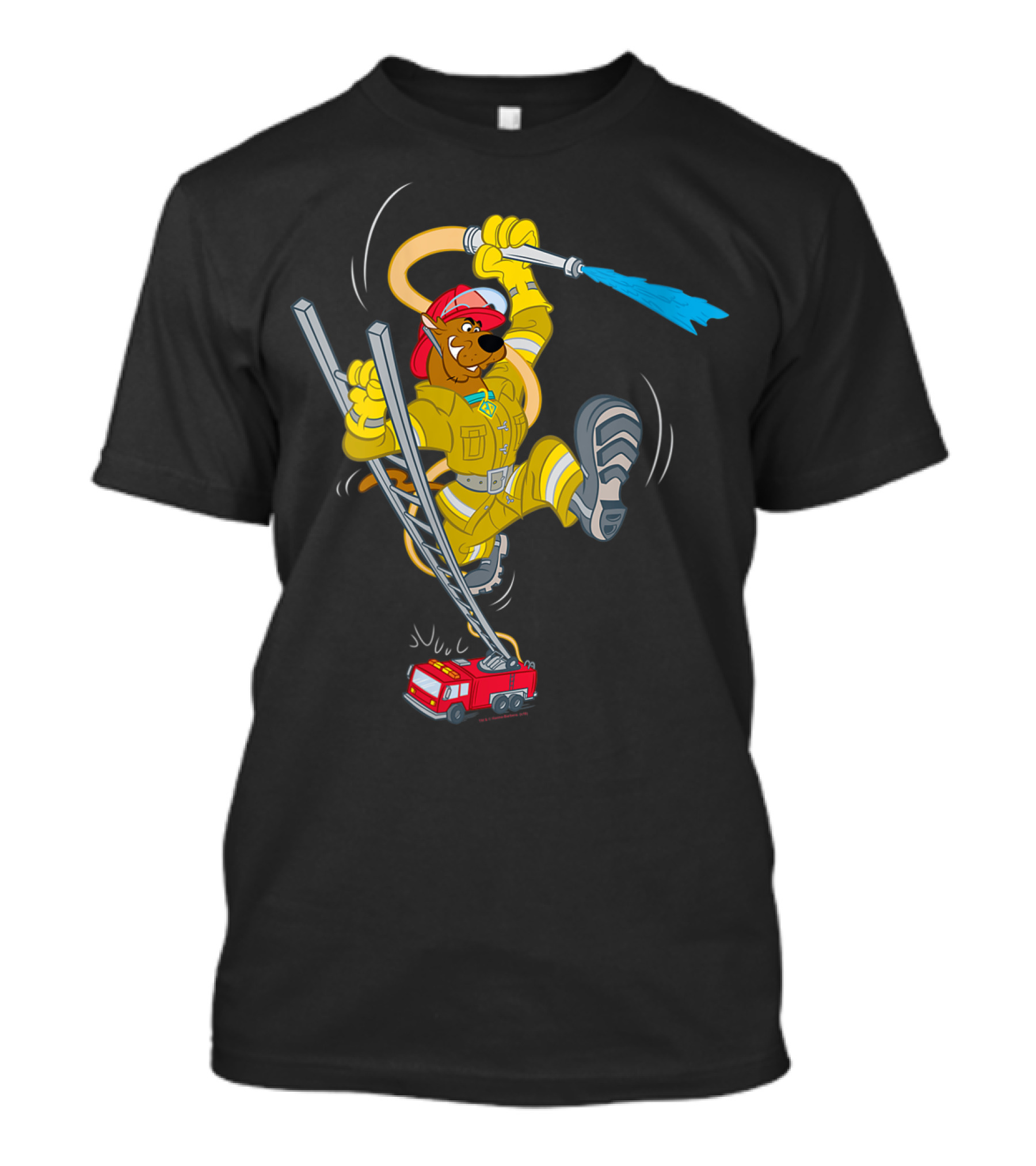 Scoobydoo Firefighter Cartoon With Fire Truck And Hose T-Shirt