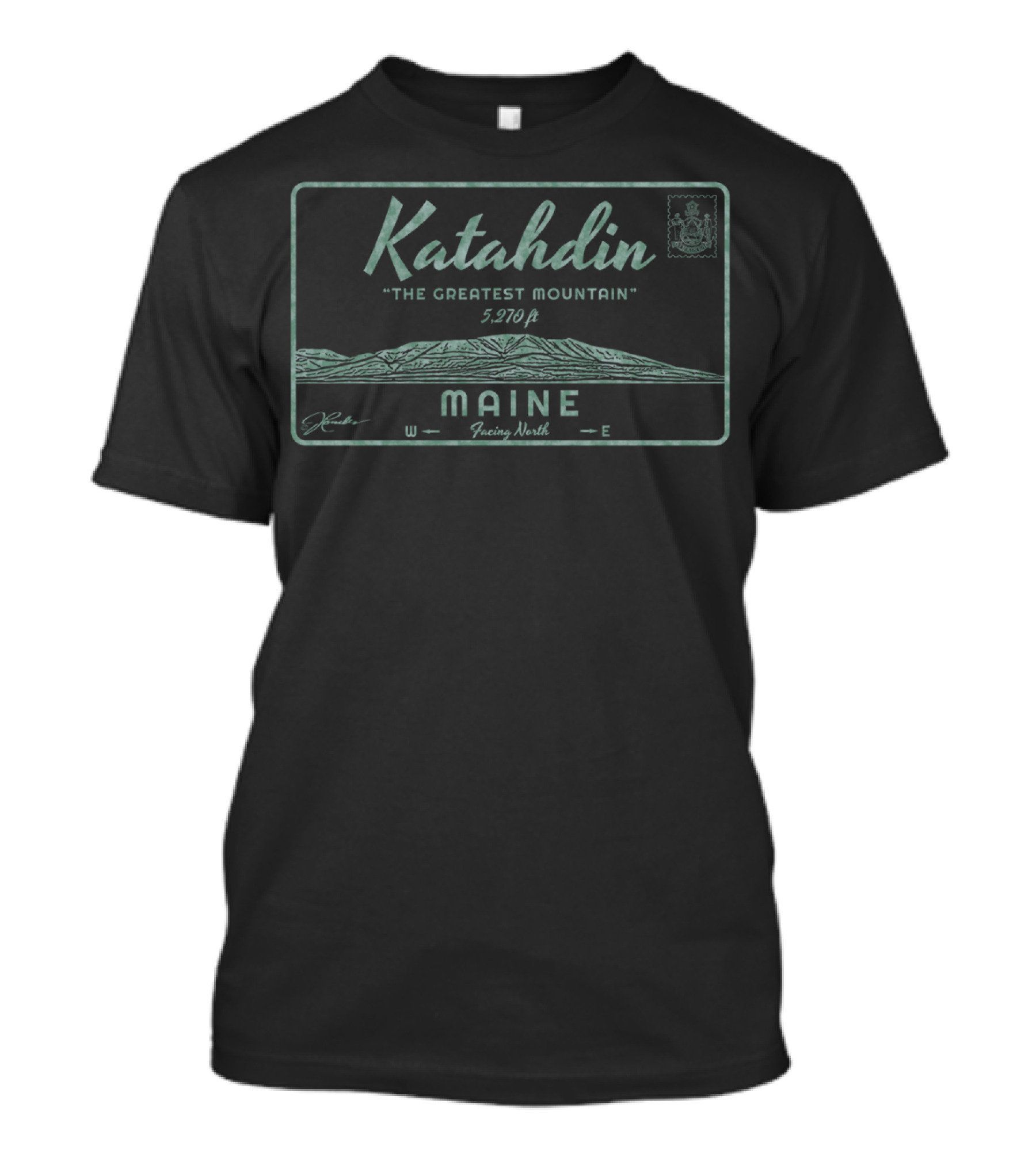 Katahdin The Greatest Mountain 5,270 Ft Maine Facing North T-Shirt
