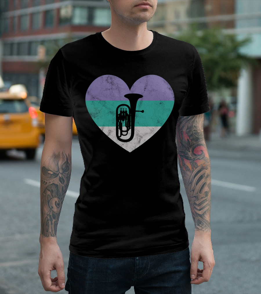 BARITONE NS GIRLS Heart Flag Euphonium T-Shirt