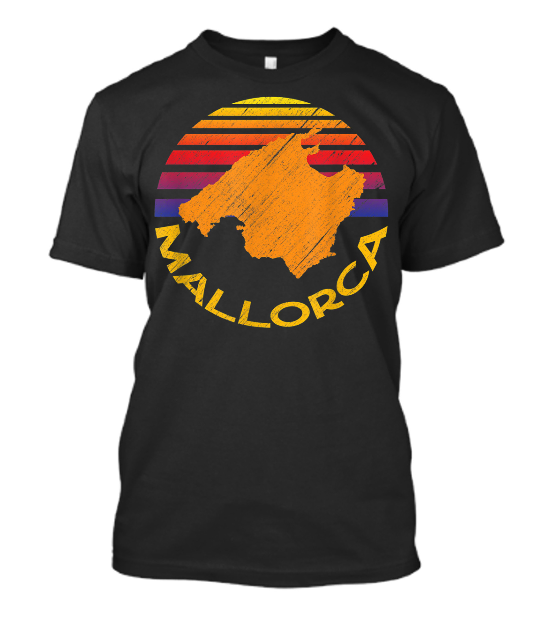 MALLORCA SPAIN RETRO SUNSET ISLAND MAP T-Shirt