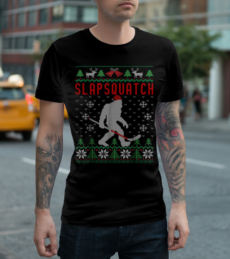 SLAPSQUATCH UGLY CHRISTMAS HOCKEY SASQUATCH T-Shirt