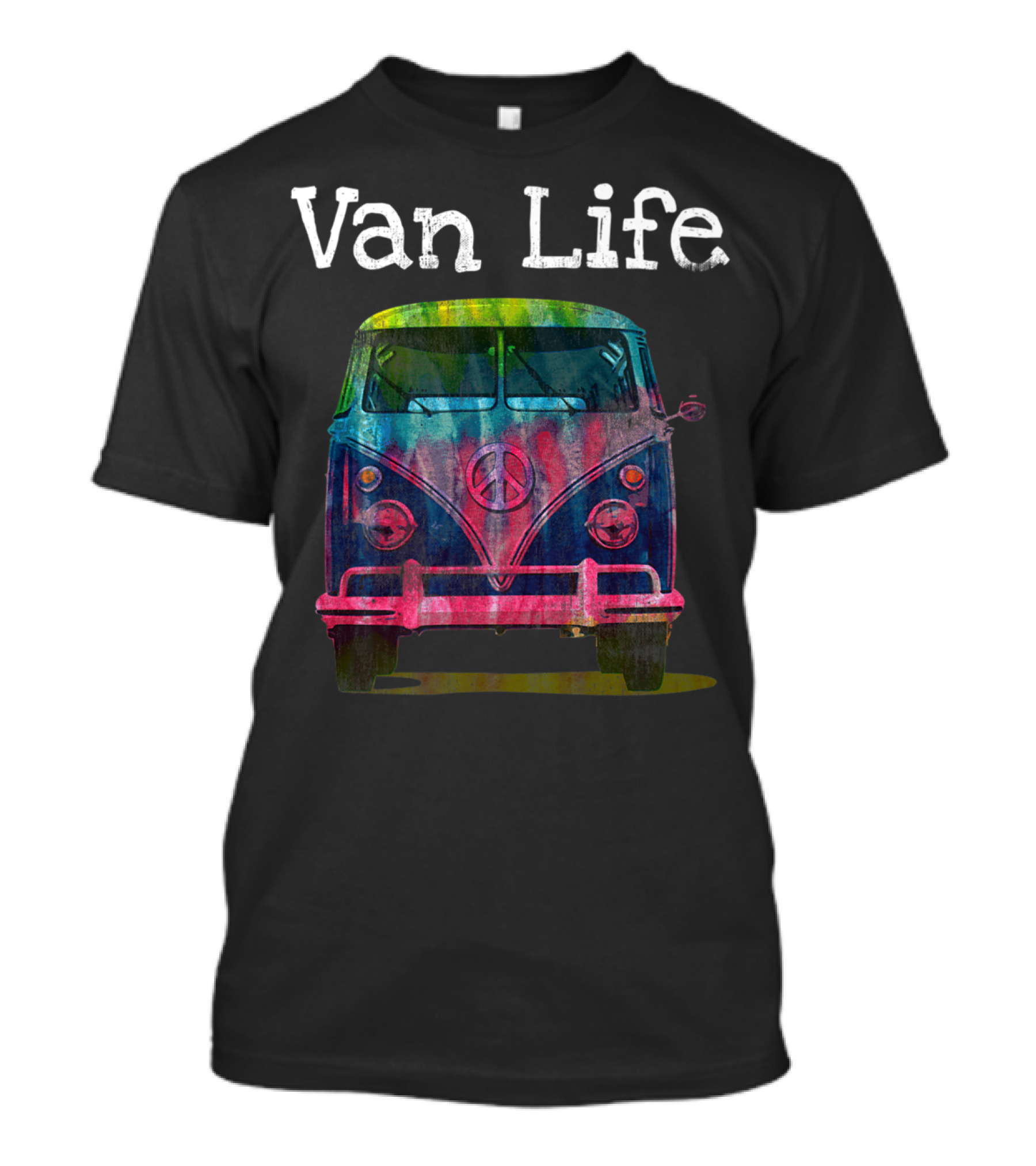 Van Life Tie Dye Peace Symbol Retro Bus T-Shirt