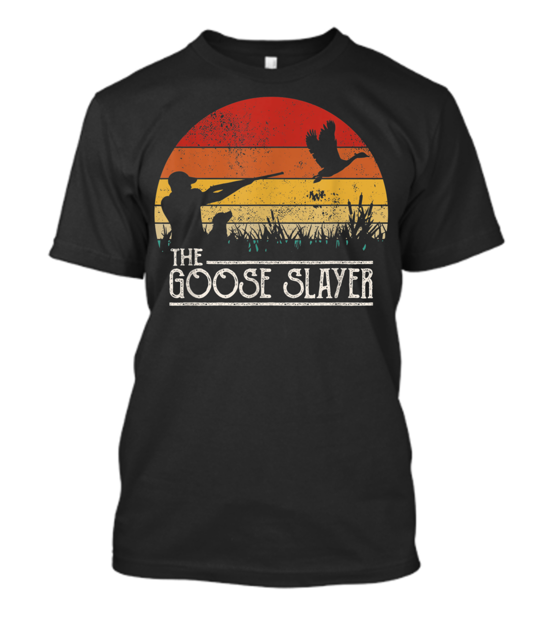 THE GOOSE SLAYER VINTAGE SUNSET STYLE GOOSE HUNTING T-Shirt