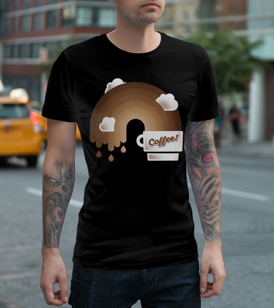 Coffee Rainbow with Cream Clouds Cup Drips T-Shirt