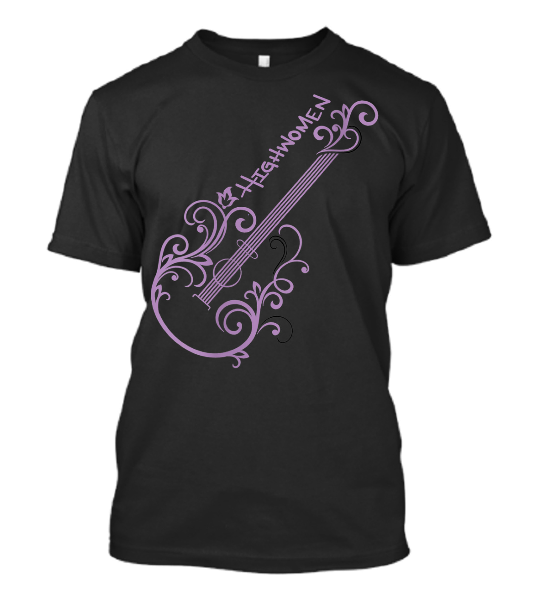 HIGHWOMEN FUN GUITAR WOMENS COTTON FLORAL T-Shirt