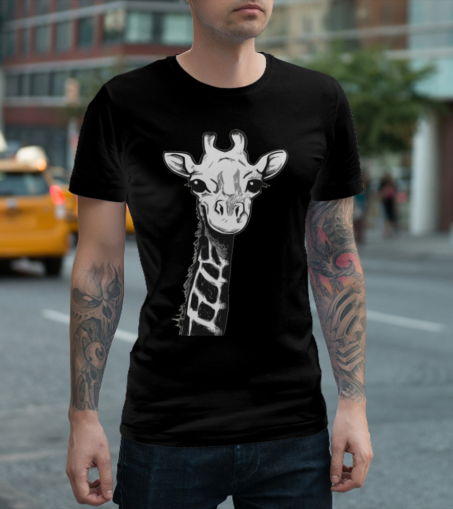 Giraffe Animal Safari Zoo Wildlife Sketch T-Shirt