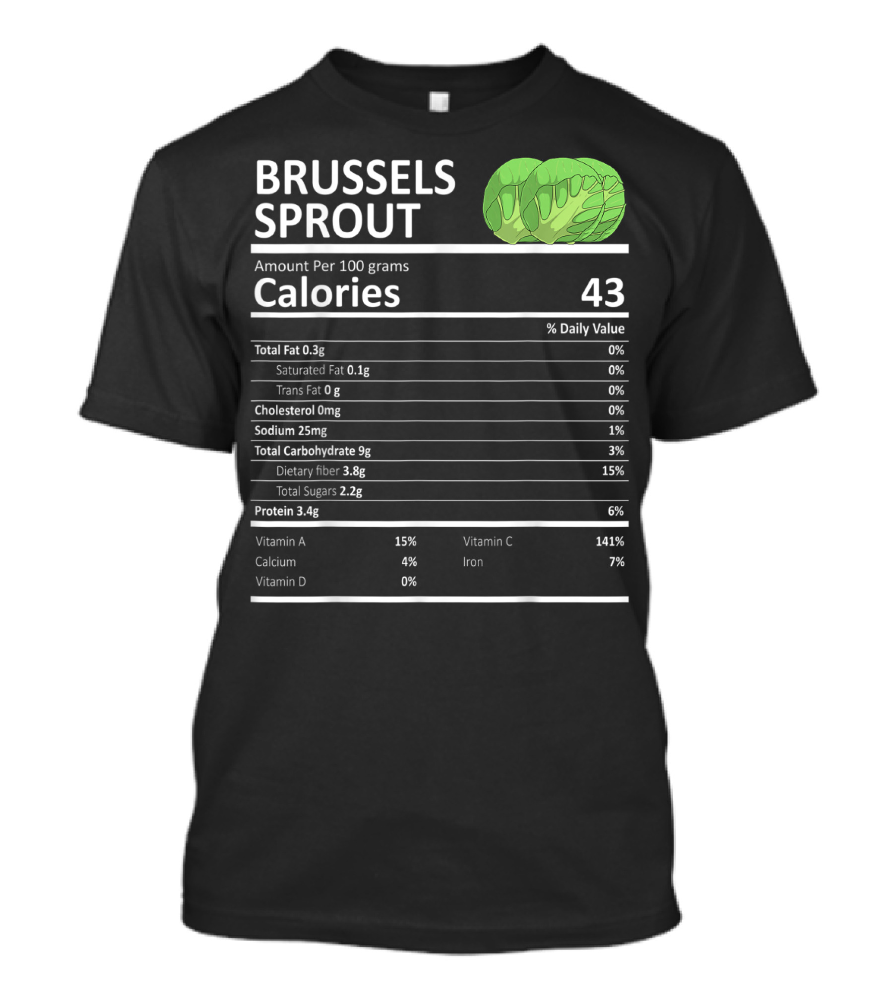 Brussels Sprout Calories Chart Nutritional Facts T-Shirt