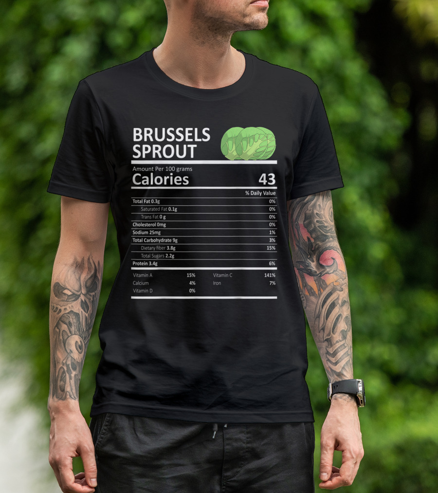 Brussels Sprout Calories Chart Nutritional Facts T-Shirt